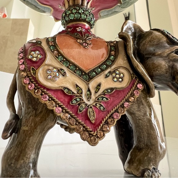 🐘 JAY STRONGWATER Elephant Footed Stone Bowl Enameled & Swarovski Crystals el - Picture 10 of 16
